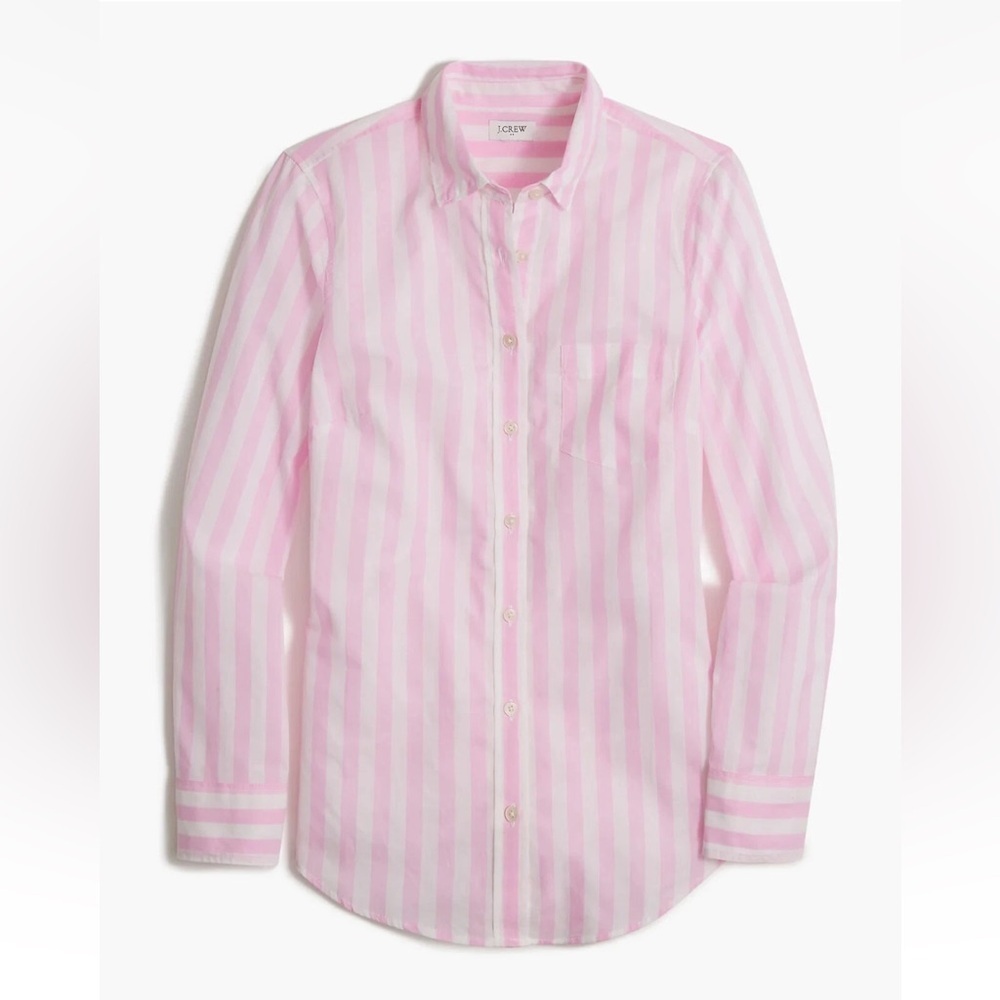 J.Crew Gingham Lightweight Button Shirt Size Medium Stripe Pink White - Picture 4 of 12